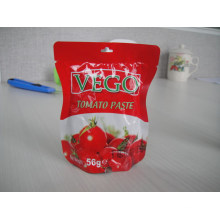 56g Standing Sachet Tomato Paste Pouch Tomato Paste 28-30% Chinese Factory